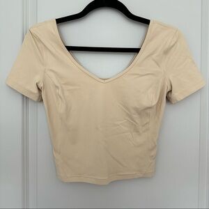 Lululemon Beige/Nude Nulu Cropped Slim Yoga Short Sleeve